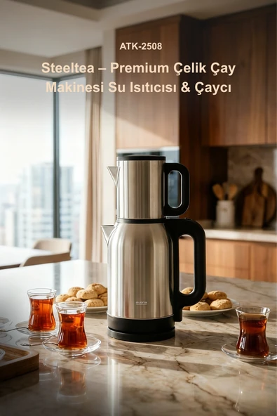 Steeltea Premium Çelik 2 In 1 Çay Makinesi Su Isıtıcısı Çaycı ürün görseli 1
