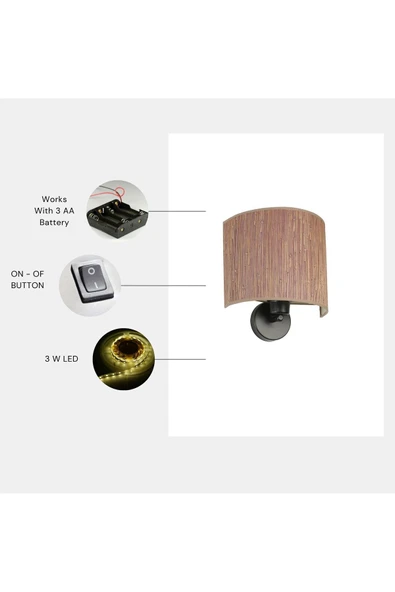 Lumexx YENİ BAMBU PİLLİ 04 ABAJURLU OVAL APLİK ürün görseli 1