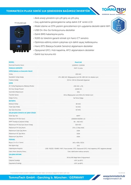 TommaTech PlusX Serisi 11 kW İnverter - Resim 2