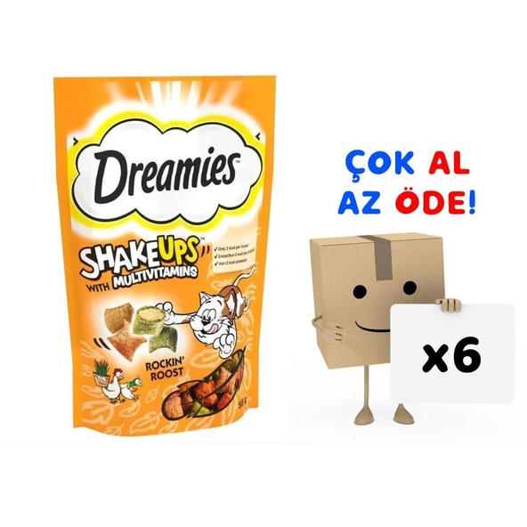Dreamies Shakeups Multivitaminli Kedi ve Yavru Kedi Ödül Maması 55 Gr 6'lı Paket ürün görseli 1