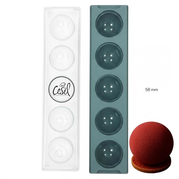 SİLİKON KALIP KÜRE 5Lİ 58 MM ürün görseli 1
