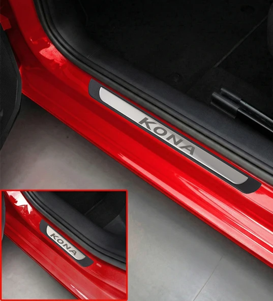 Hyundai Kona Krom Kapı Eşiği 2019 ve Üzeri 4 Parça Paslanmaz Çelik ABS Çerçeve ürün görseli 1