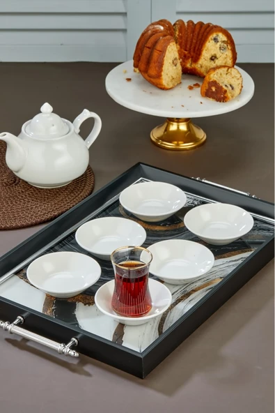 Cooker 6'lı 11 cm Porselen Çay Tabağı CKR4144 ürün görseli 1