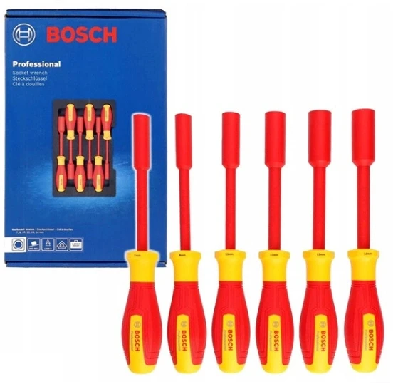 Bosch Profesyonel VDE Lokma Anahtar Seti Hex 6 Parça 1600A03NF3 ürün görseli 1