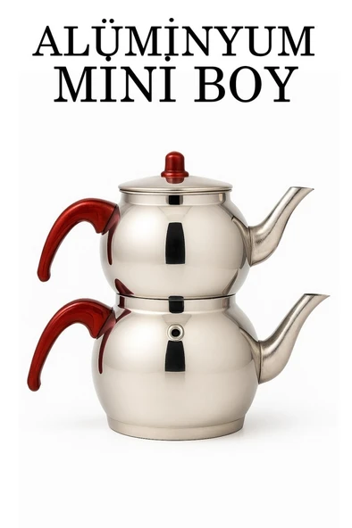 Alüminyum Küre Çaydanlık Mini Boy Kahverengi Kulp ürün görseli 1