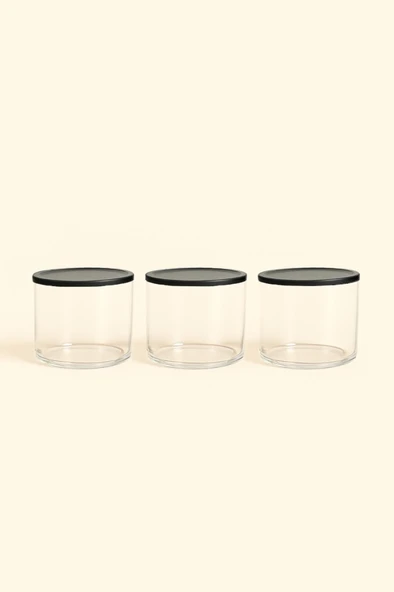 41521 Basic 3 Adet Plastik Kapaklı 620cc Cam Saklama Kabı Kavanozu ürün görseli 1