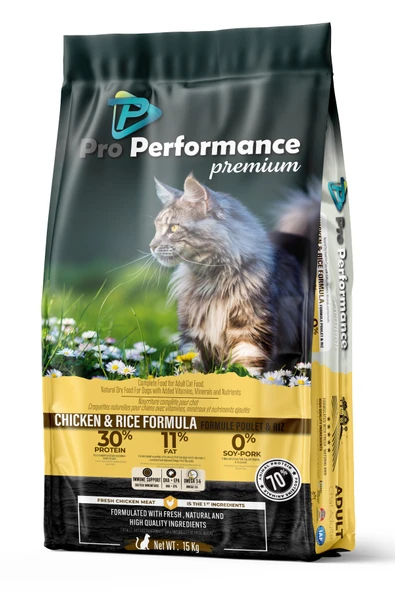 Pro Performance Premium Tavuk ve Pirinçli Yetişkin Kedi Maması 15kg ürün görseli 1