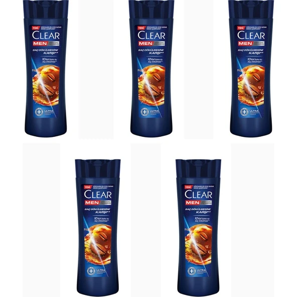 Clear Men Kepeğe Karşı Etkili Şampuan Saç Dökülmesine Karşı Kahve Çekirdeği Özü 350 ml x 5 Adet ürün görseli 1
