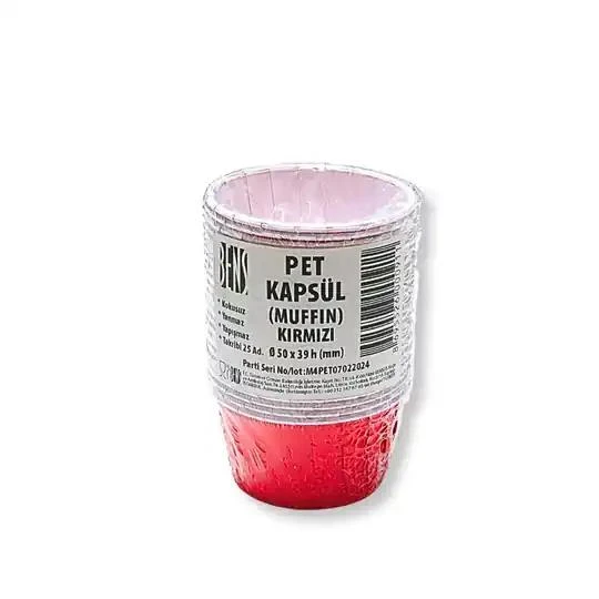 KEK KAĞIDI KAPSÜL PET  KIRMIZI 25 Lİ ürün görseli 1