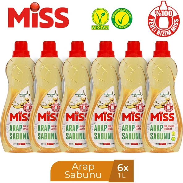 Miss Sıvı Arap Sabunu 1000 ml x 6 Adet ürün görseli 1