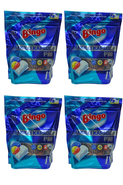 Bingo Akıllı Kapsül Pro Bulaşık Makinesi Deterjanı Tableti 50'lix4 Paket ürün görseli 1