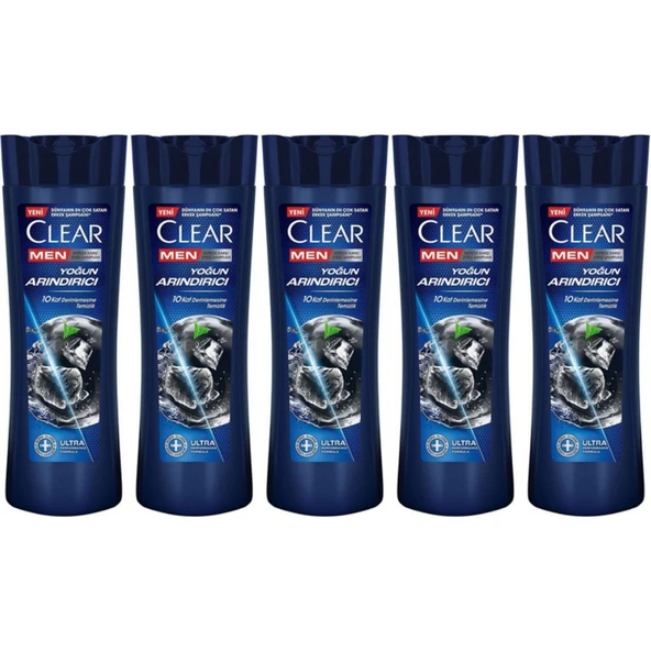 Clear Men Yoğun Arındırıcı Kömür Kepeğe Karşı Etkili Şampuan 350 ml X5 ürün görseli 1