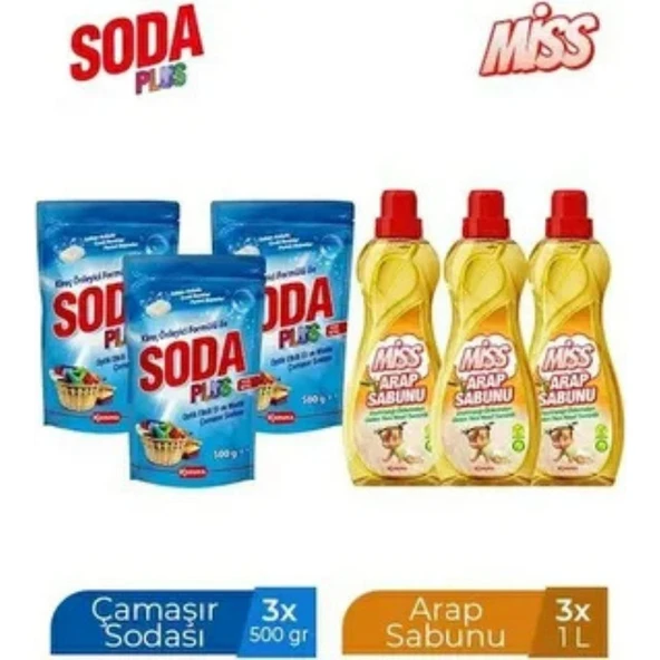 Miss Çamaşır Sodası x 3 ve Missarap Sabunu x 3 ürün görseli 1