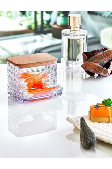 Ahşap Kapak Görünümlü 3'lü Makyaj Organizer Seti – Diamond Model - Resim 4