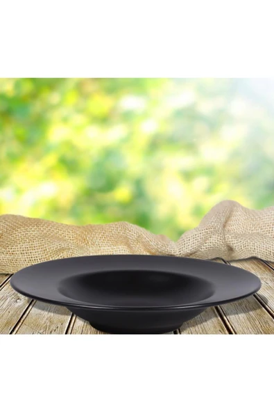 Keramika Tabak Ege Makarna 28 Cm Mat Sıyah ürün görseli 1