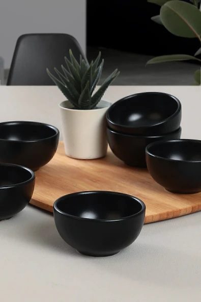 Keramika Mat Siyah Bulut Çerezlik / Sosluk 8 Cm 6 Adet ürün görseli 1