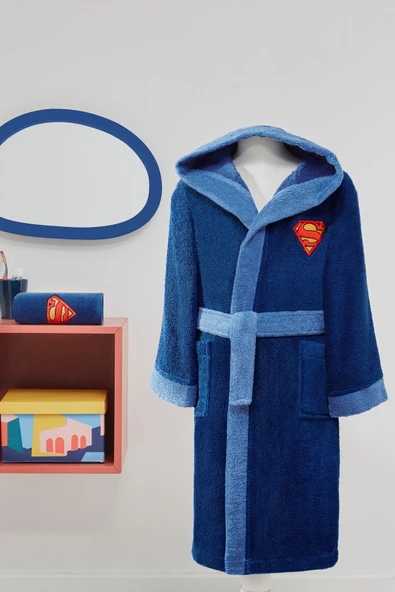 Özdilek Özdilek Superman Hero Nakışlı Lisanslı Kapüşonlu Çocuk Bornozu 9/10 Yaş ürün görseli 1
