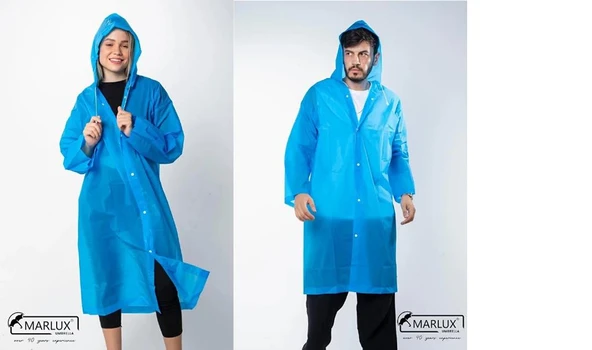 KadıN erkek Yağmurluk Kapüşonlu Çıtçıtlı Eva Yağmurluk RÜZGARLIK MAVİ (AÇIK) ürün görseli 1