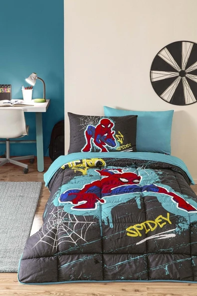 Özdilek Özdilek Lastikli Çarşaflı Lisanslı Tek Kişilik Çocuk Uyku Seti-Spiderman Street Gri ürün görseli 1