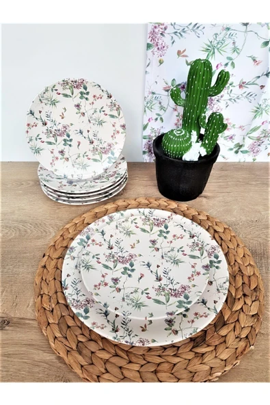 Keramika Flowers Mat Beyaz Ikram Kahvaltı Takımı  6 Kişilik 7 Parça ürün görseli 1
