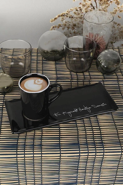 Keramika Peakgift En Kıymetli Hediye Sensin Siyah Espresso Kahve Sunum Seti Hediyelik ürün görseli 1