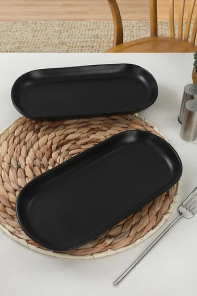 Keramika Mat Siyah Noyan Kayık Tabak 26 Cm 2 Adet ürün görseli 1