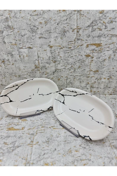 Keramika Hitit Kayık Tabak 19 Cm Mermer Desenli 2 Adet ürün görseli 1