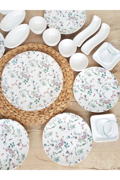 Keramika Flowers Mat Beyaz Kahvaltı Takımı 29 Parça 6 Kişilik ürün görseli 1