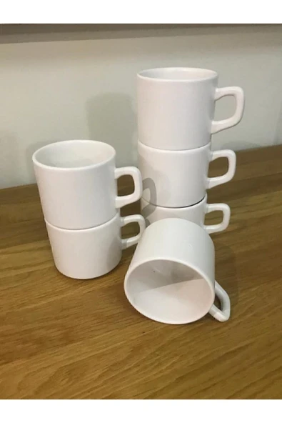 Keramika 8 Cm Stackable Çay Fincanı 6 Adet Beyaz - Resim 2