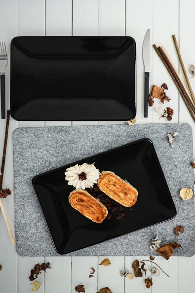 Keramika Siyah Kayık Tabak 31x21 Cm 2 Adet ürün görseli 1