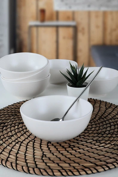 Keramika Mat Beyaz Bulut Çorba Kasesi 12 Cm 6 Adet ürün görseli 1