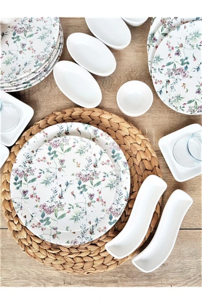 Keramika Flowers Mat Beyaz Kahvaltı Takımı 33 Parça 6 Kişilik ürün görseli 1