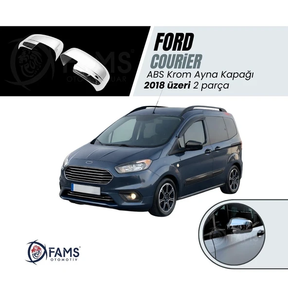 Ford Courier Abs Krom Ayna Kapağı 2018 Üzeri 2 Prç. Paslanmaz Çelik (Tam) ürün görseli 1
