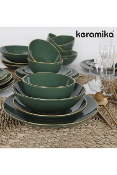 Keramika Yeşil Gold Fileli Yemek Takımı 24 Parca ürün görseli 1