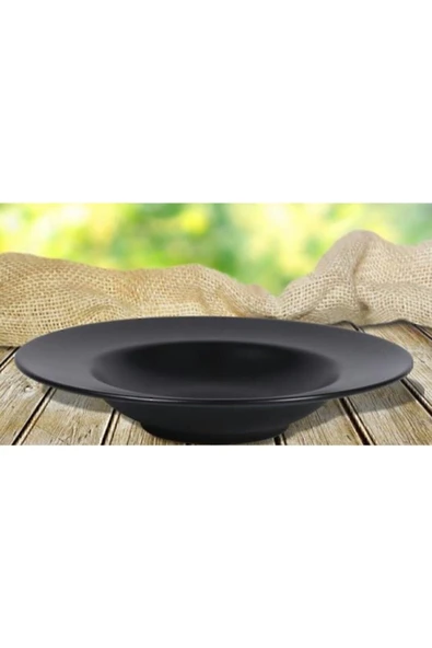 Keramika Mat Siyah Makarna Tabağı 26 cm Takım 2'li ürün görseli 1