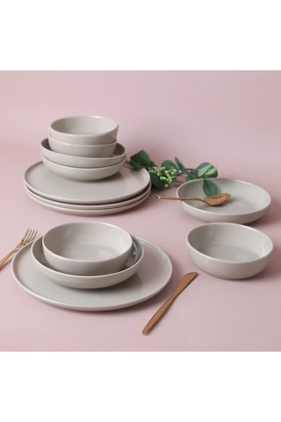 GULHANILE Moderna 12 Parça 4 Kişilik Yemek Takımı Nordic Taupe ürün görseli 1