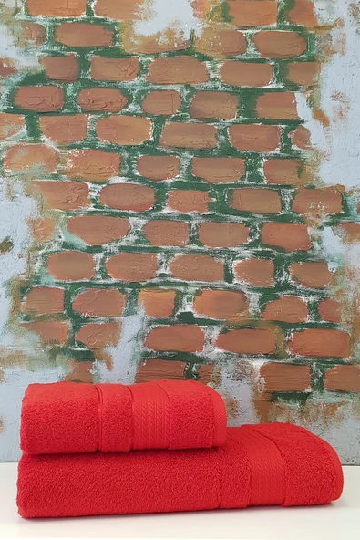 Özdilek Trendy 2 Parça Banyo Havlu Seti - Kırmızı ürün görseli 1
