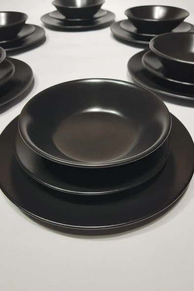 GULHANILE Mat Siyah 6 Kişilik Yemek Takımı 18 Parca ürün görseli 1