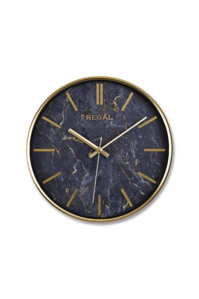 Regal 0250 Gb2 Ince Çerçeve Oniks Mermer Desen Sessiz Duvar Saati ürün görseli 1
