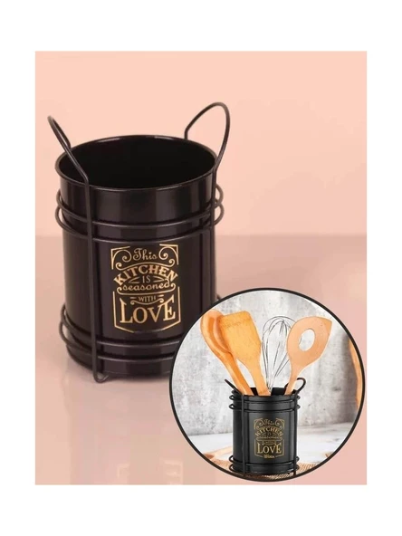Siyah Standtlı Kaşıklık Organizer Kitchen Love ürün görseli 1