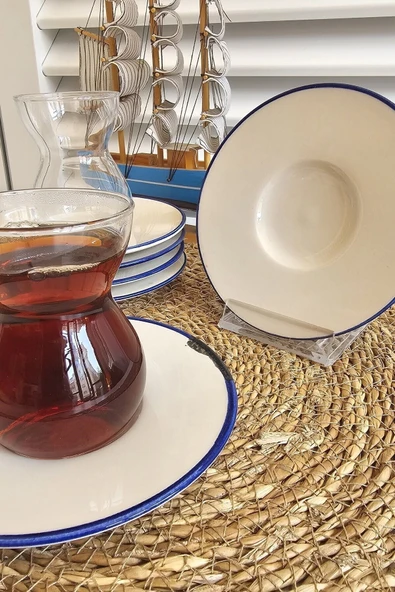 GULHANILE Poreselen Emaya Görünümlü Çay Takımı 6 Kişilik 12 Parça ürün görseli 1