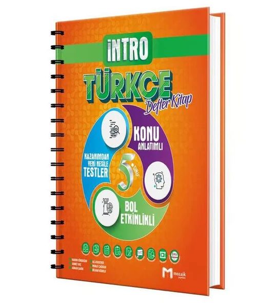 Mozaik Yayınları İntro 5.sınıf Türkçe Konu Özetli Soru Bankası Defter Kitap - 335 Sayfa - Spiralli ürün görseli 1