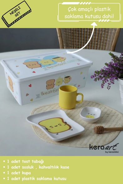 Keramika Kahvaltı ve Tost Seti, Neşeli Figür 3+1 parça ürün görseli 1