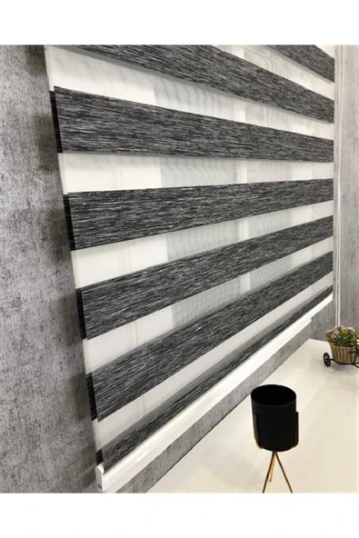 Bambu Raks Koyu Gri Zebra Perde - Resim 4