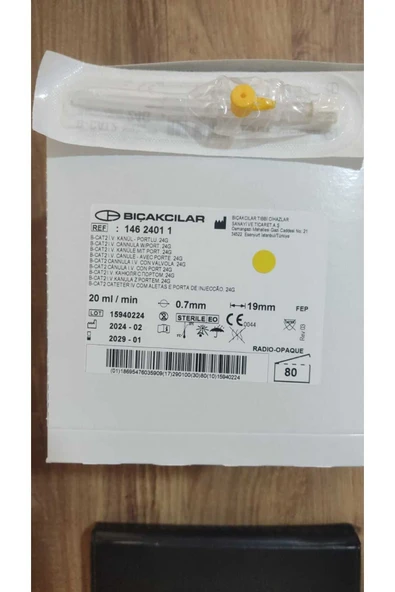 Bıçaklar Branul.i.v,i Intraket Sarı 24g 80 Li Paket ürün görseli 1