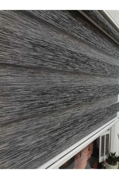 Bambu Raks Koyu Gri Zebra Perde - Resim 3