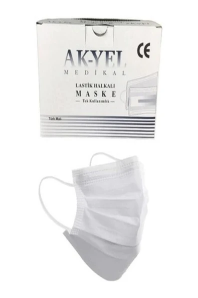 Akyel Maske meltblown 3 kat filtreli beyaz 200 adet ürün görseli 1