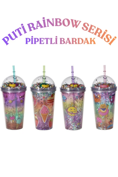 Rainbow Serisi Pipetli Bardak – Renkli, Sızdırmaz ve Çocuklar İçin Güvenli ürün görseli 1
