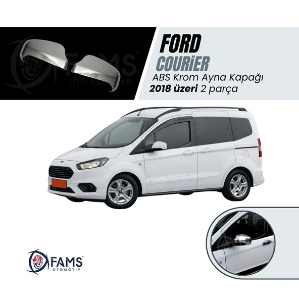 Ford Courier Abs Krom Ayna Kapağı 2018 Üzeri 2 Prç. Paslanmaz Çelik (Yarım) ürün görseli 1
