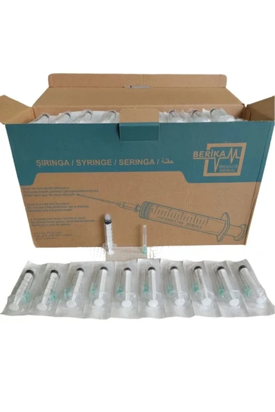 5 Cc ml Luer Lock Enjektör 21g 38 Mm Iğneli (YEŞİL UÇ) 250 Li Kutu ürün görseli 1